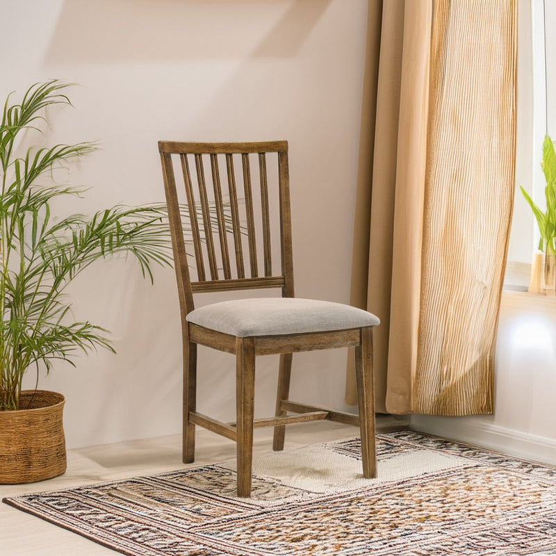 Wallace II - Side Chair (Set of 2) - Tan Linen & Weathered Oak