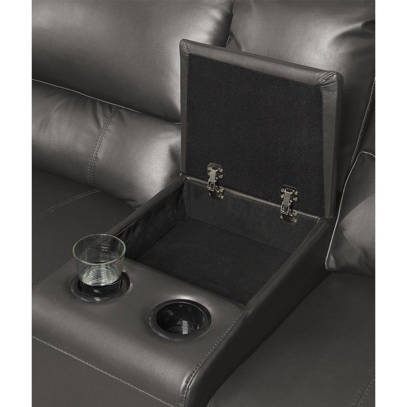 Saul - Power Motion Sectional Sofa - Gray Leather-Aire