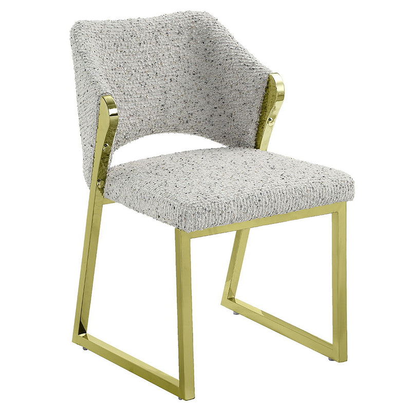 Galdesa - Side Chair (Set of 2) - Teddy Sherpa & Mirrored Gold