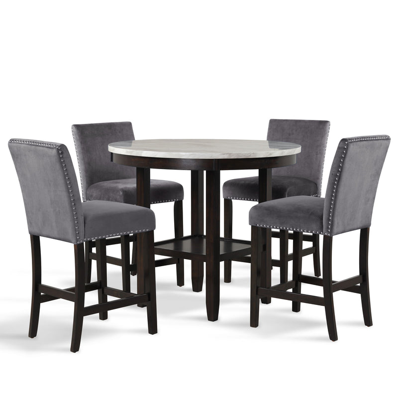 Celeste - Round Counter Table With 4 Chairs - Black / Gray