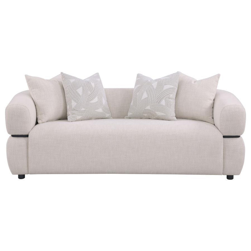 Jeanette - 84" Fabric Upholstered Round Arm Sofa - Beige