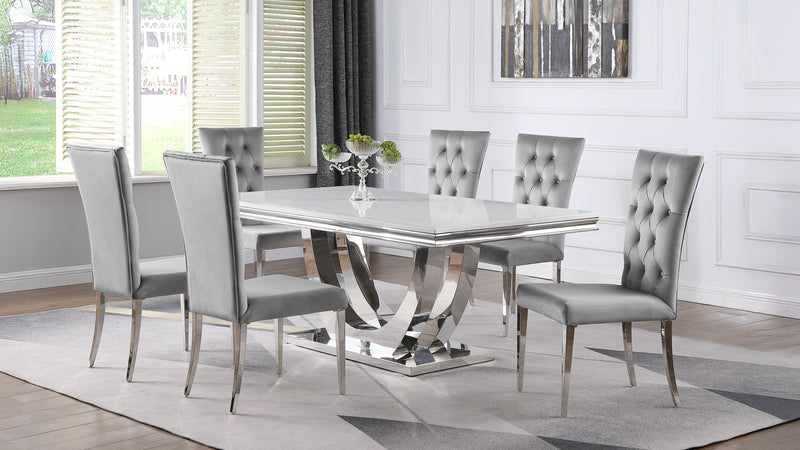 Kerwin 7-piece Rectangular Dining Table Set Grey and Chrome