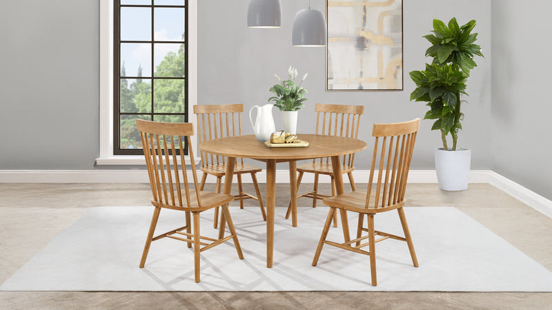 Andrews 5-piece Round Wood Dining Room Table Set Light Ash