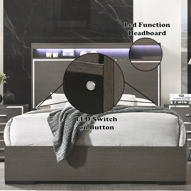 Escher - Eastern King Bed - Gray Oak