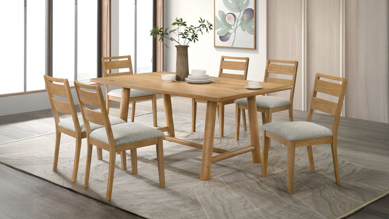 Duncan 7-piece Rectangular Wood Dining Table Set Washed Oak