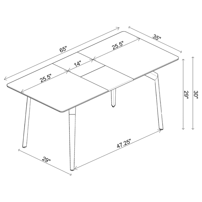 Mina Rectangular 65-inch Extension Dining Table Grey Ceramic
