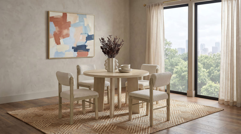 Strouse 47-inch Round Wood Dining Room Table Natural Oak