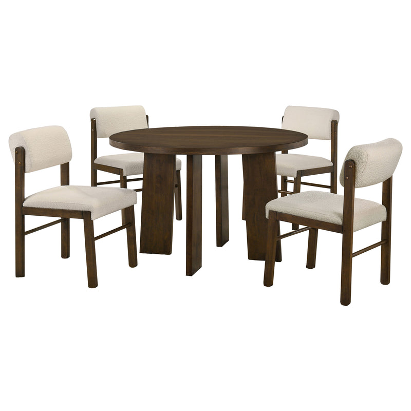 Strouse 5-piece Dining Set Cream and Walnut