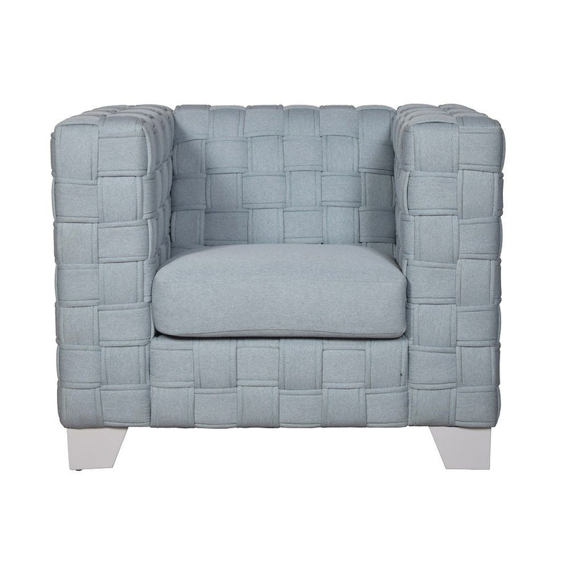 Saree - Chair - Light Teal Chenille & White
