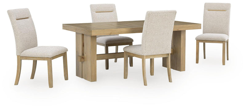 Lasinger - 5 Pc. - Dining Table And 4 Upholstered Side Chairs - Light Brown