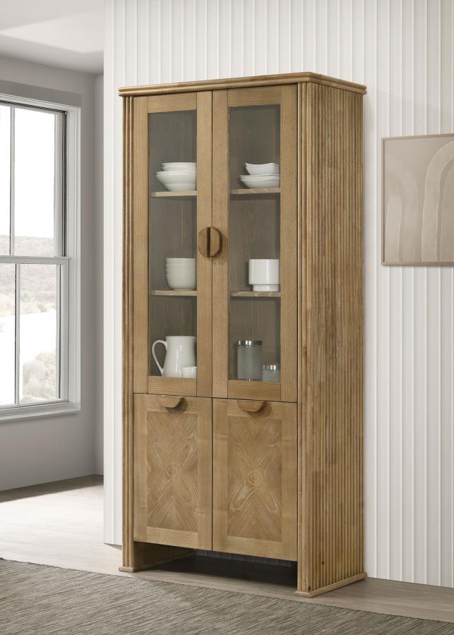Adina - Tall Display Cabinet - Distressed Light Brown