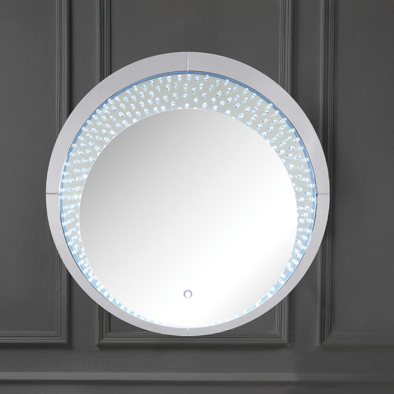 Nysa - 39" Accent Mirror With LED - Mirrored & Faux Crystals