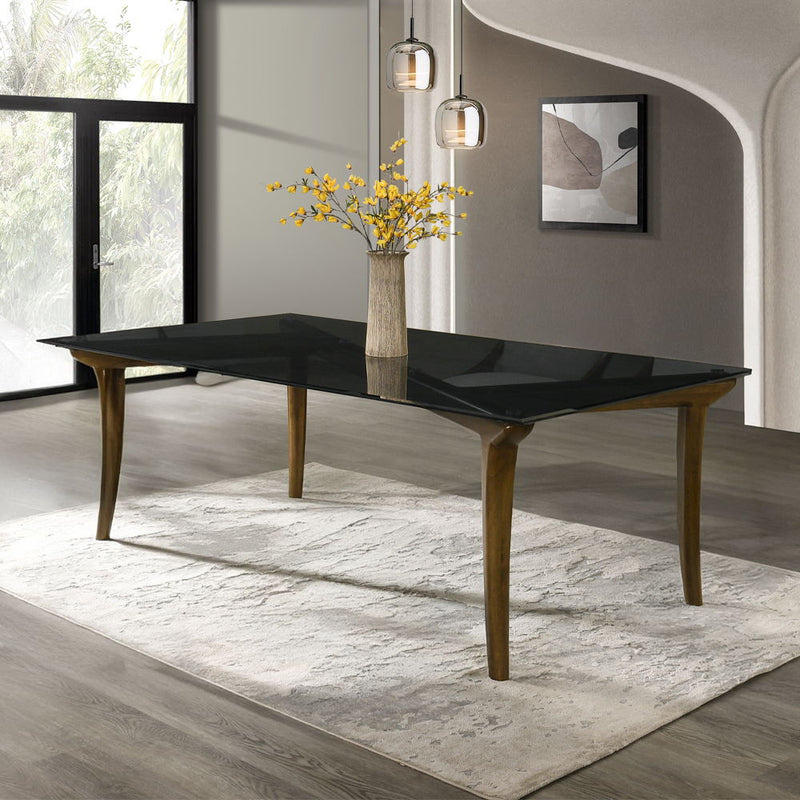 Danzel - Dining Table With Glass Top - Vintage Oak
