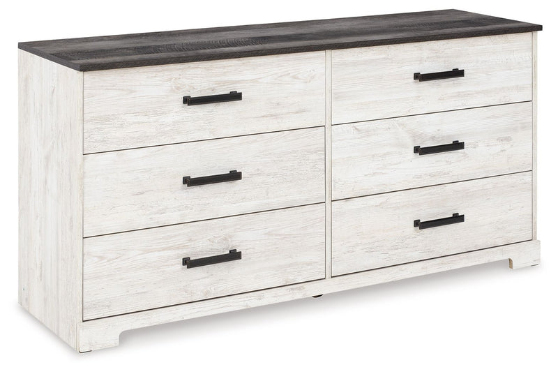 Shawburn - Six Drawer Dresser - Pewter-tone pulls - White / Black / Gray