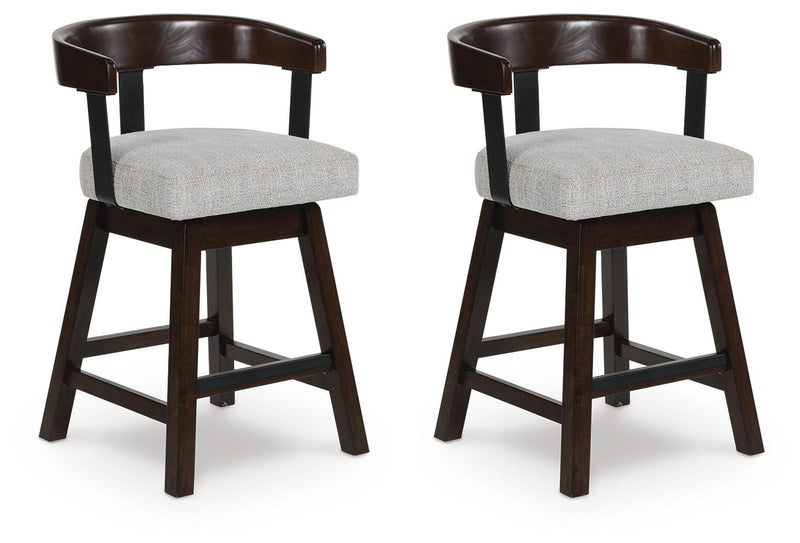 Haddigan - Upholstered Swivel Barstool (Set of 2) - Dark Brown