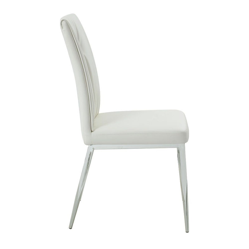 Kamaile - Side Chair (Set of 2) - Beige Synthetic Leather & Chrome