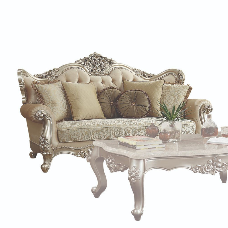Bently - Sofa With 7 Pillows (Same Lv01579) - Fabric & Champagne