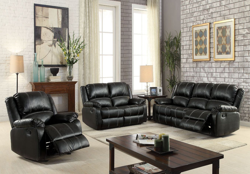Zuriel - 81" Motion Sofa - Black Synthetic Leather