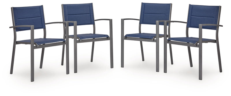 Rocky Creek - Sling Arm Chair (Set of 4) - Blue / Gray