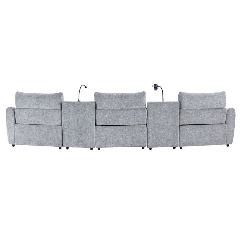 Fullar - LAF Modular Power Motion Recliner - Light Gray Chenille