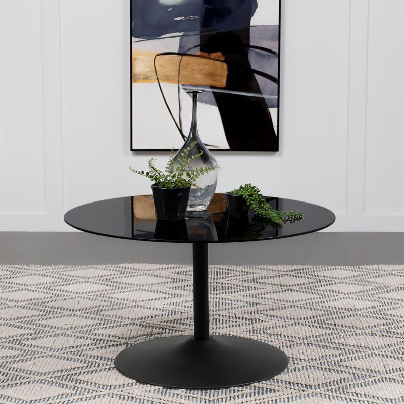 Ganso - Round Metal Coffee Table With Tempered Glass Top