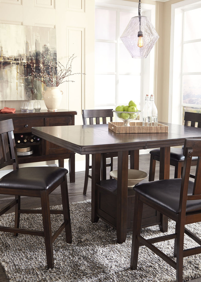 Haddigan - Rectangular Dining Room Counter Extension Table - Dark Brown