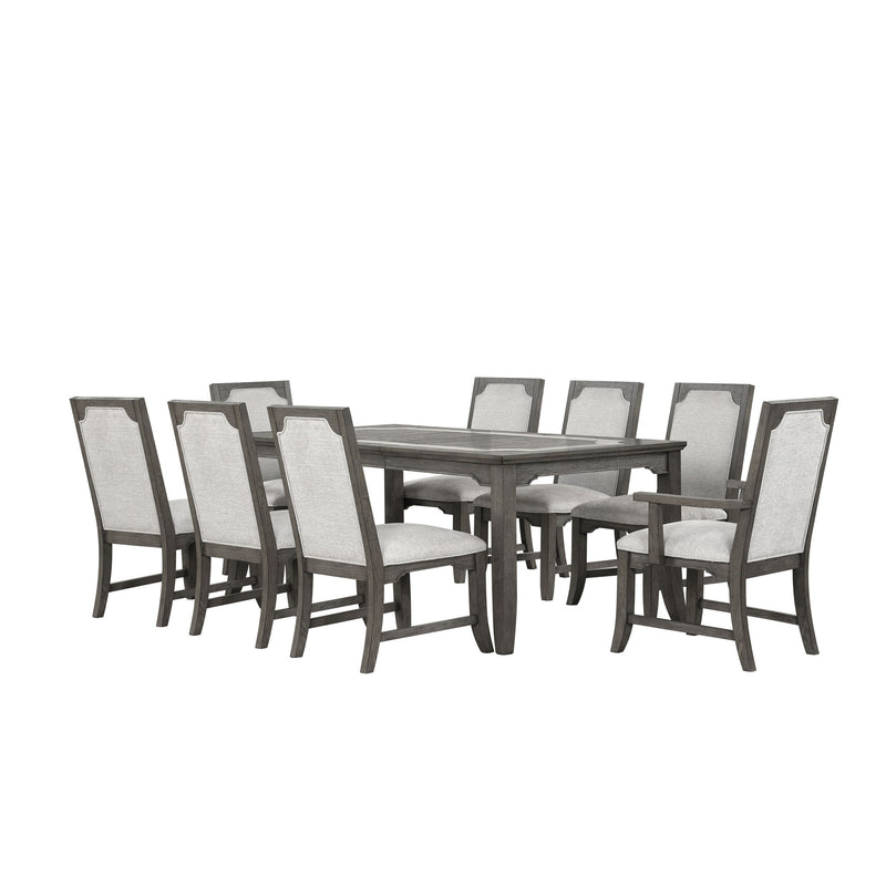 Lisbon - 7 Piece Dining Room Set (Rectangle Dining Table With 4 Chairs & 2 Arms Chairs) - Dark Gray / Gray