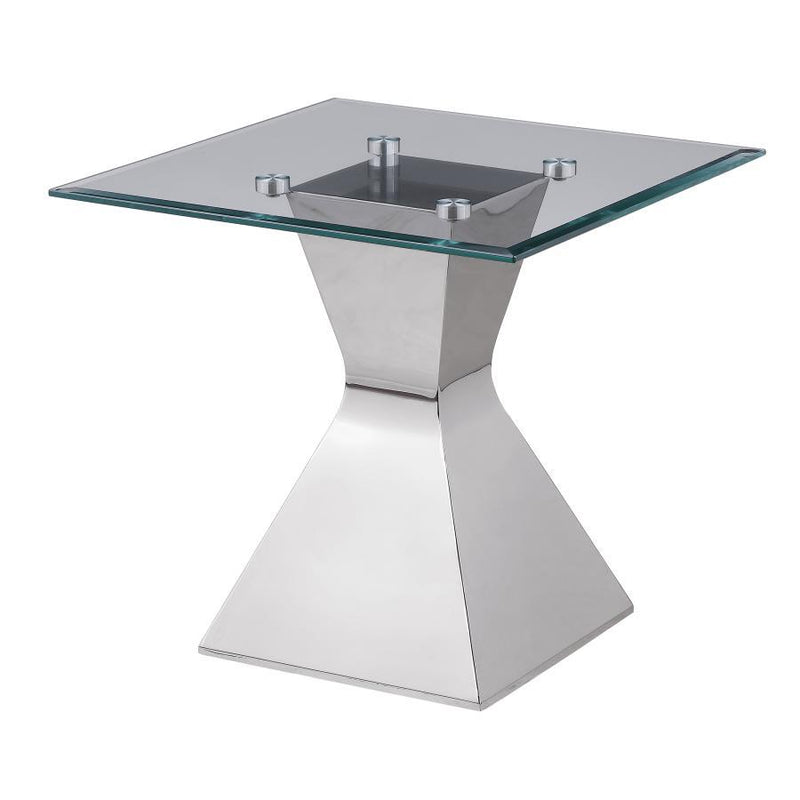 Jenny - Glass Top Stainless Steel Table