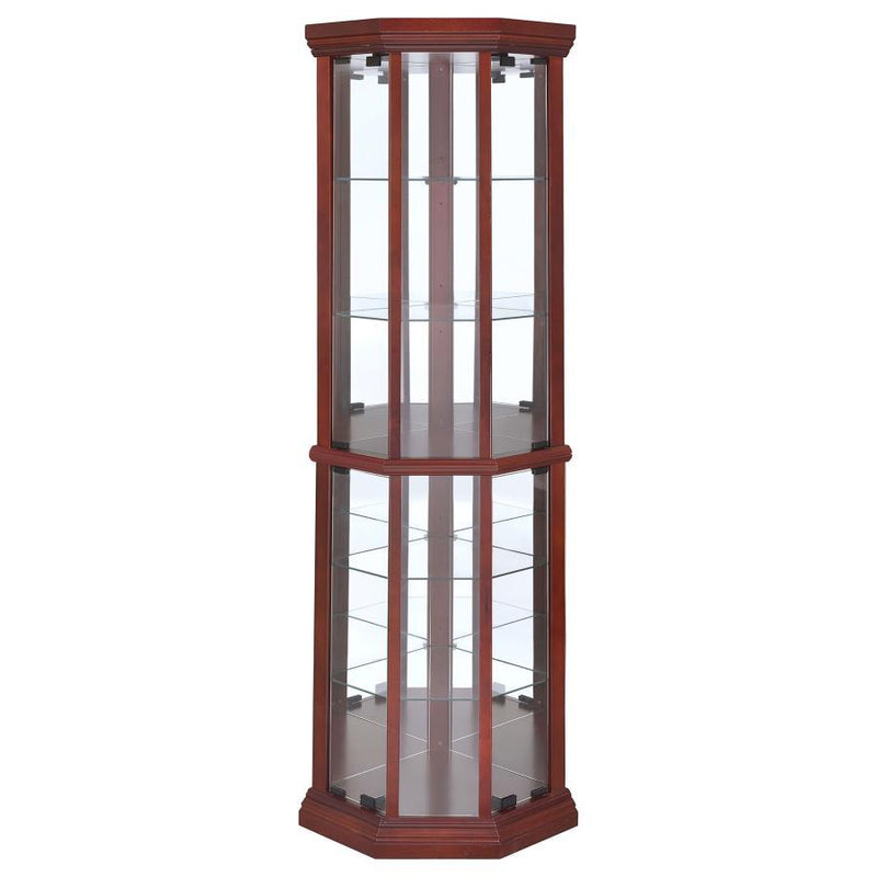Appledale - 6-Shelf Corner Curio Display Cabinet - Medium Brown