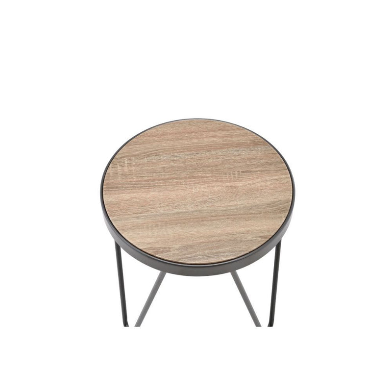 Bage - End Table - Weathered Gray Oak & Metal