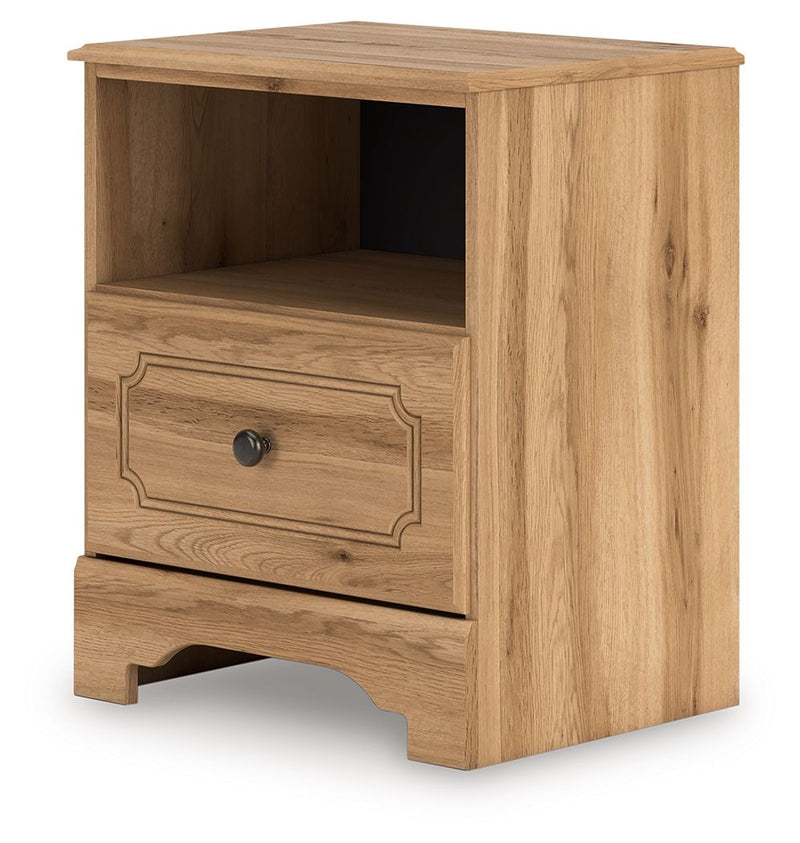 Aleaport - One Drawer Night Stand - Warm Brown