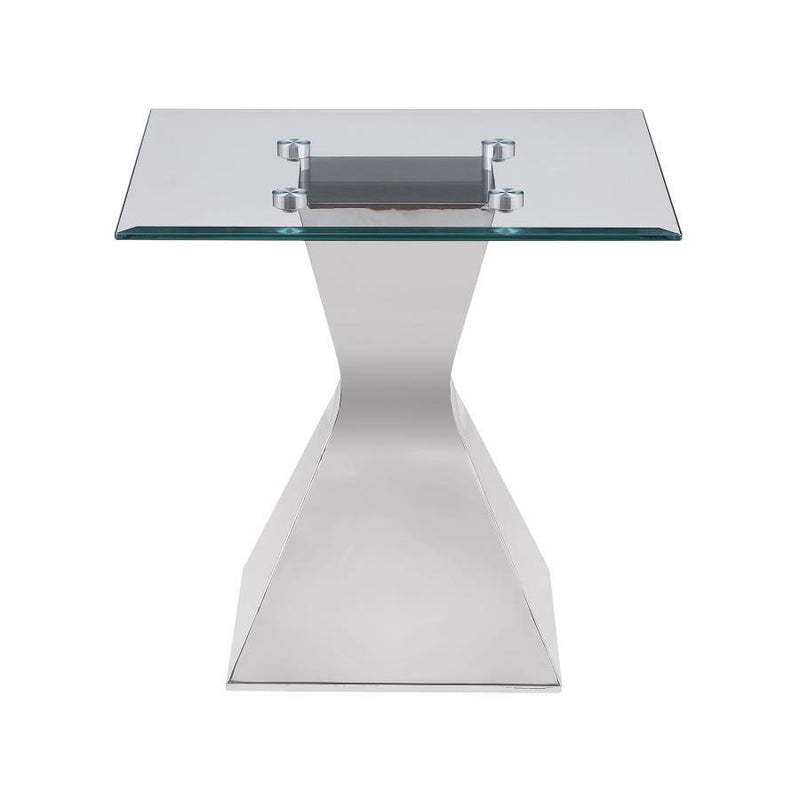 Jenny - Glass Top Stainless Steel Table