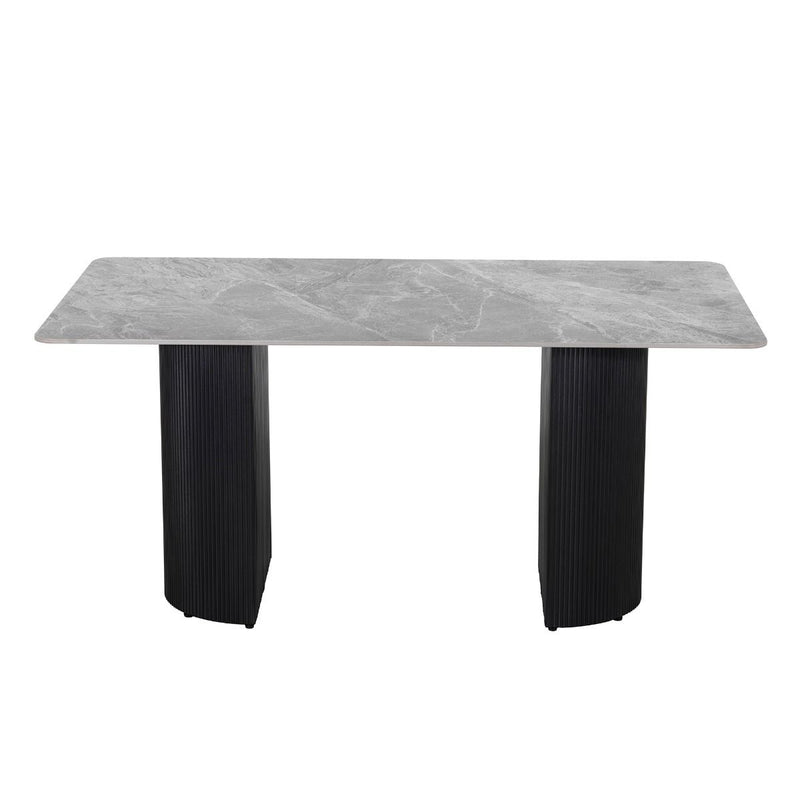 Leander - Dining Table With Ceramic Top - Gray & Black