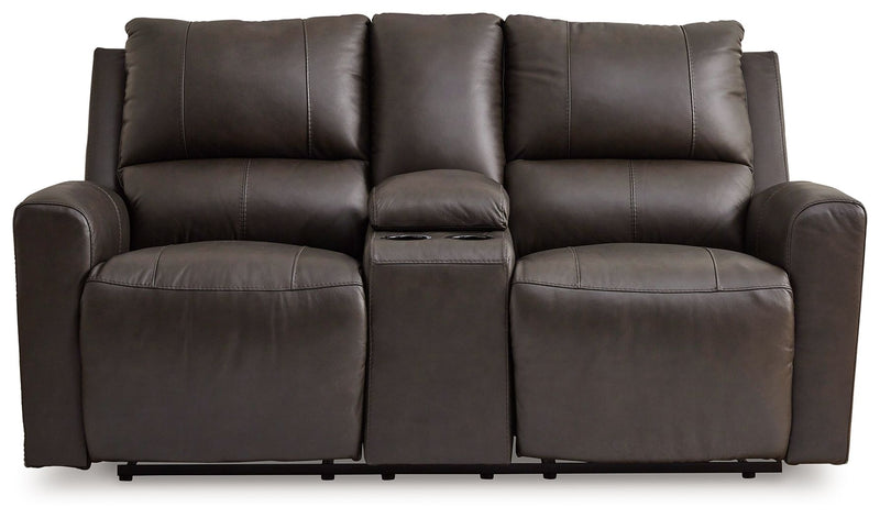 Boxmere - Dbl Power Reclining Loveseat with Console - Storm