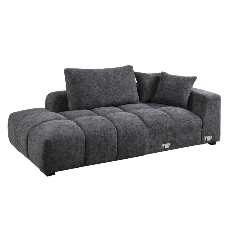 Chosen - Sectional Sofa With 6 Pillows - Gray Chenille