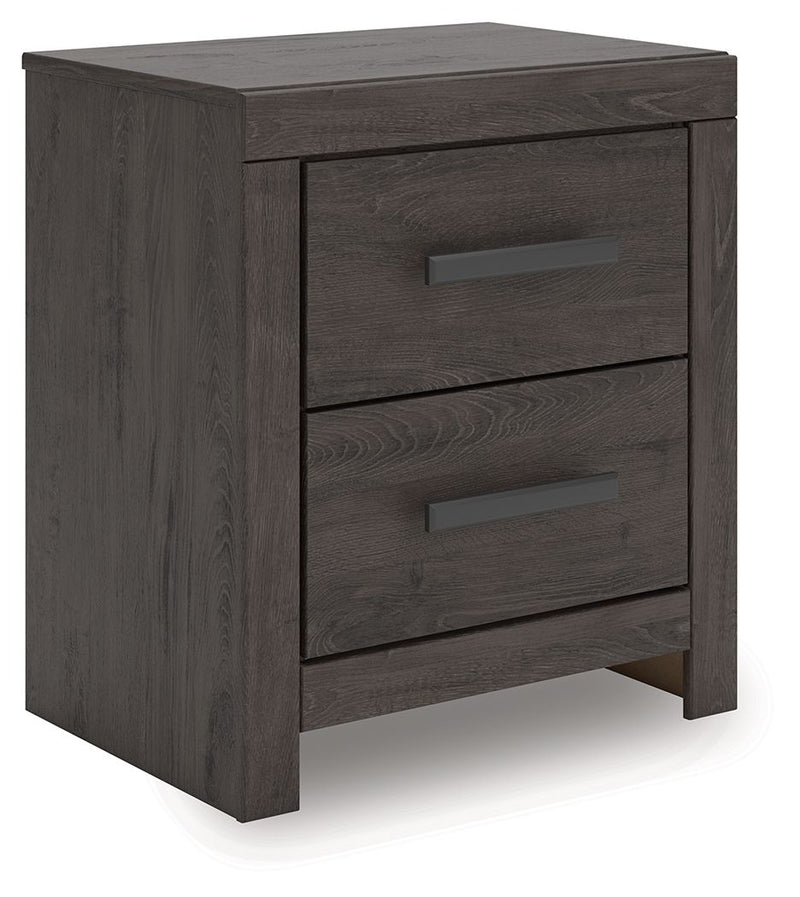 Prendonea - Two Drawer Night Stand - Charcoal