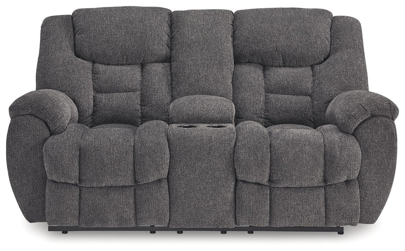 Foreside - Dbl Reclining Loveseat with Console - Charcoal