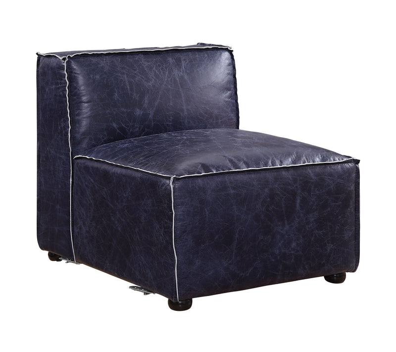 Birdie - Modular Armless Chair - Vintage Blue Top Grain Leather