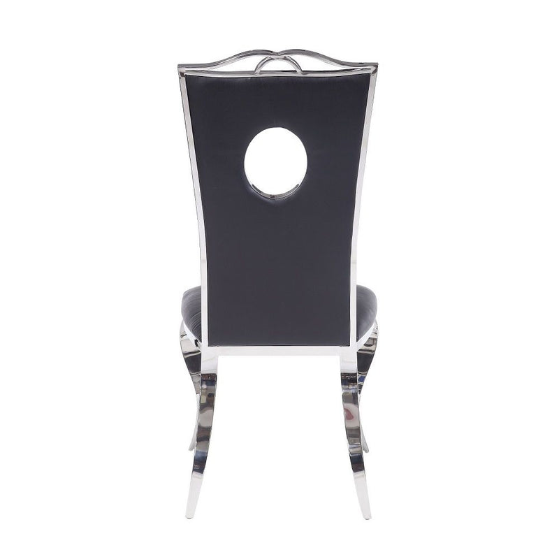 Cyrene - Side Chair (Set of 2) - Black Synthetic Leather & Stainless Steel