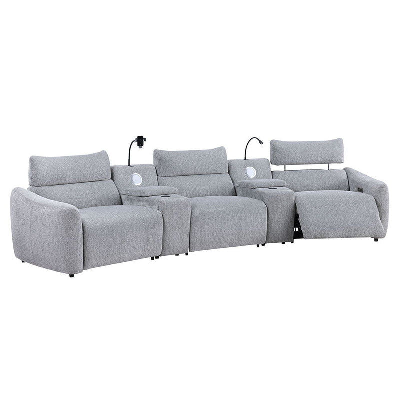 Fullar - Modular Power Motion Armless Recliner - Light Gray Chenille