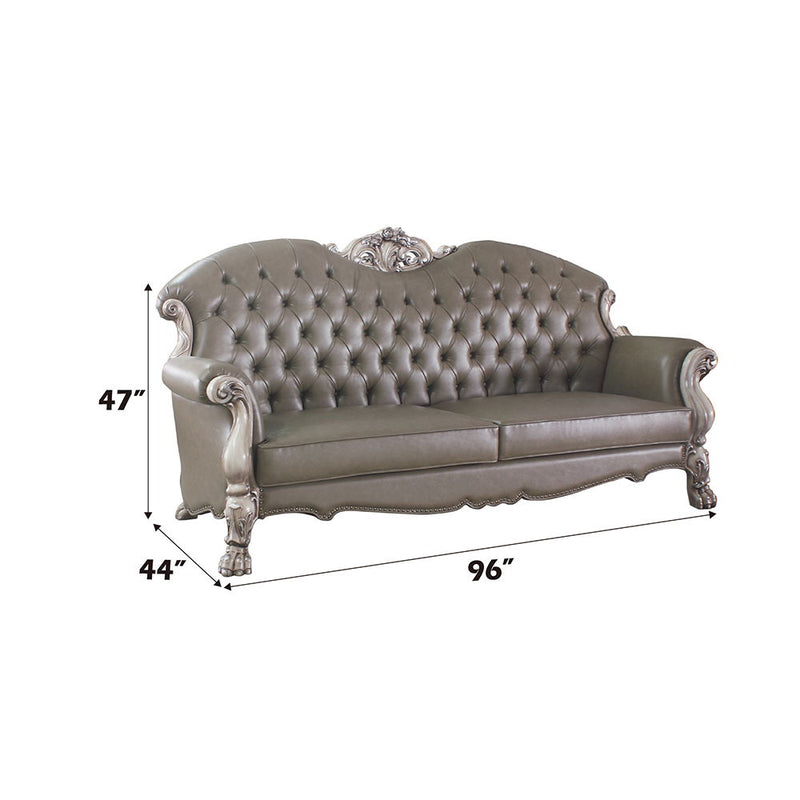 Dresden - 47" Sofa With 5 Pillows - Synthetic Leather & Vintage Bone White