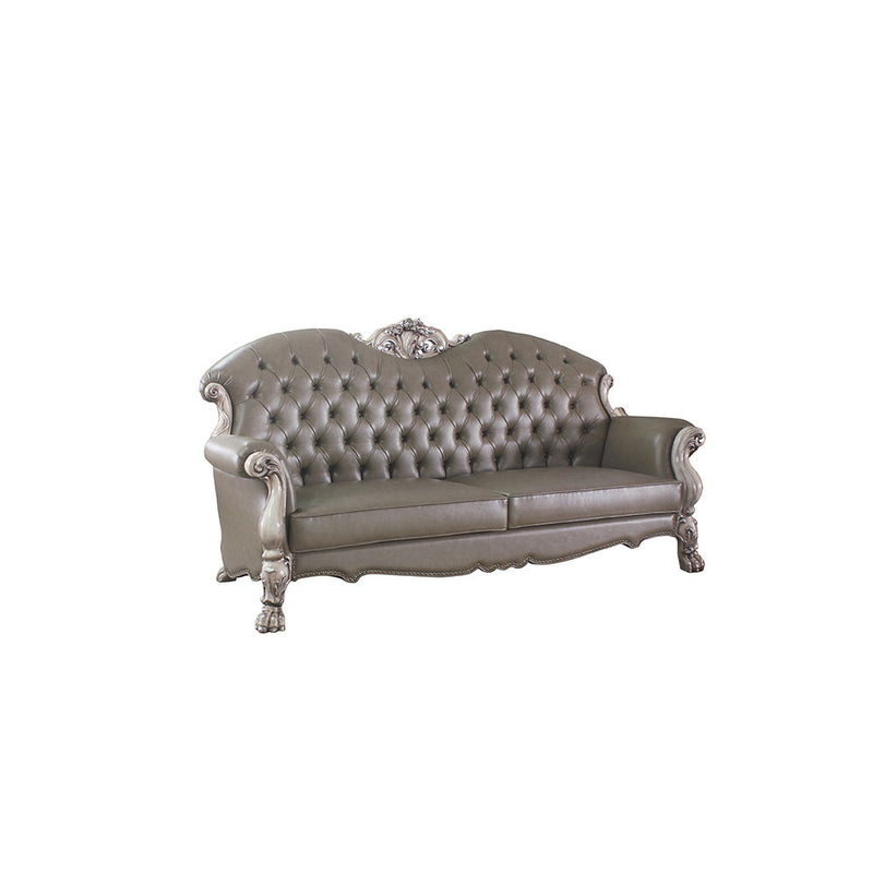 Dresden - 47" Sofa With 5 Pillows - Synthetic Leather & Vintage Bone White