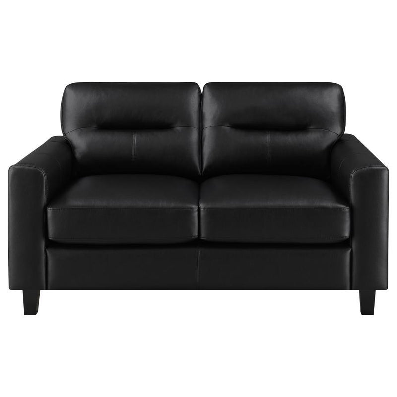 Scotland - Faux Leather Upholstered Track Arm Loveseat