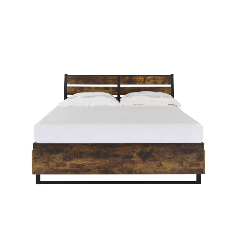Juvanth - Eastern King Bed With Storage - Rustic Oak & Black