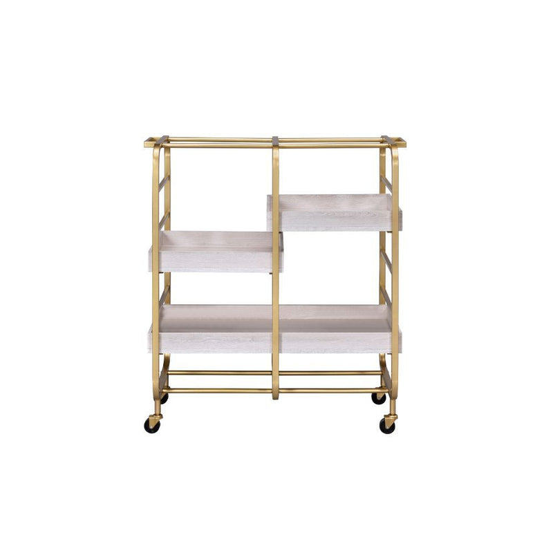 Vorrik - Serving Cart - Gold & White Washed