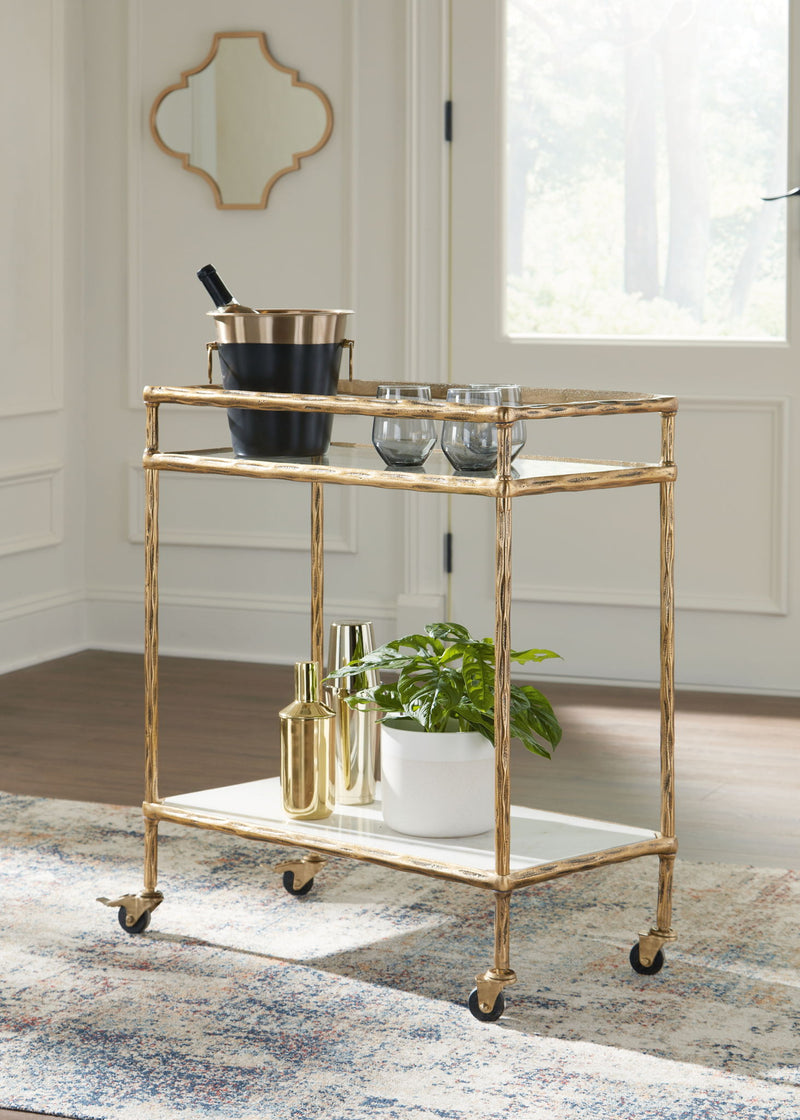 Plattfield - Bar Cart - Antique Gold Finish