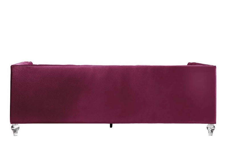 Heibero - Sofa With 2 Pillows (Same 56895) - Burgundy Velvet
