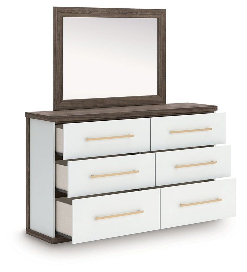 Kendanport - 4 Pc. - King Platform Bed, Dresser, Mirror And Nightstand - Brown / White