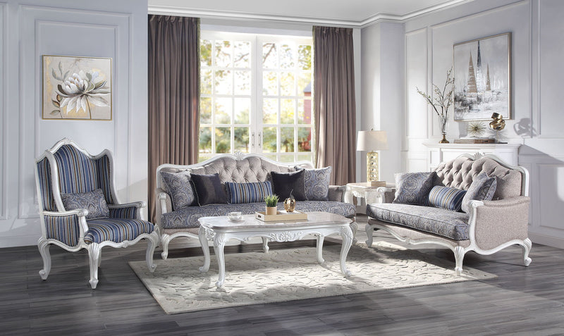 Ciddrenar - Sofa With 5 Pillows - Fabric & White