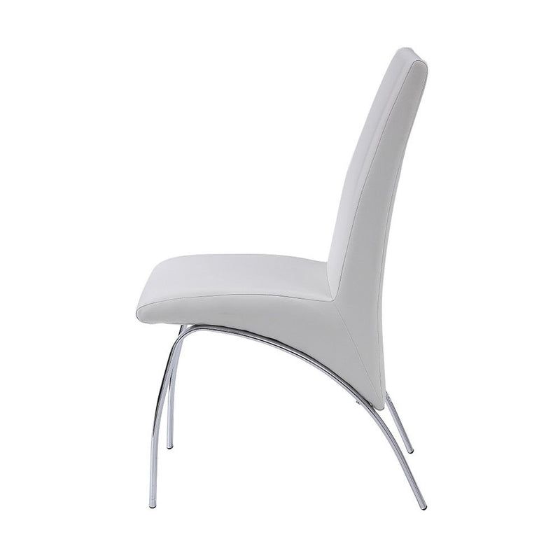 Pervis - Side Chair (Set of 2) - White Synthetic Leather & Chrome